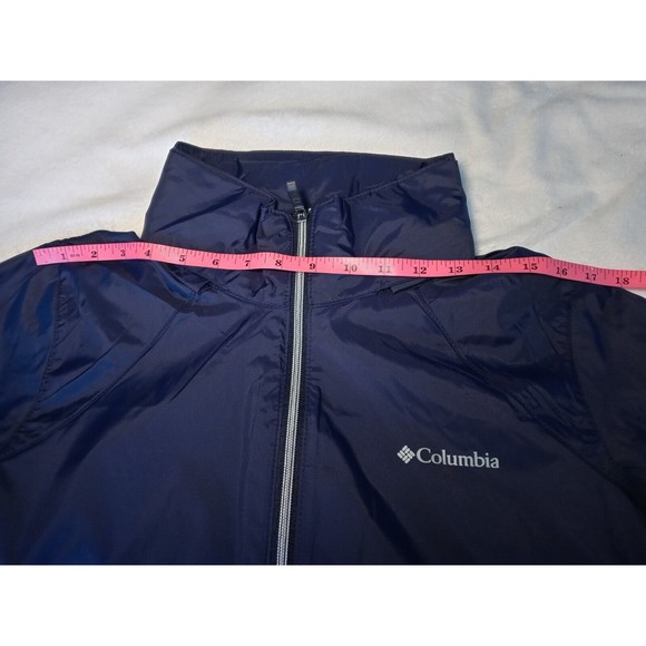 COLUMBIA Switchback™ III  Rain Jacket Navy Blue Hood Pockets Size L - Picture 10 of 16